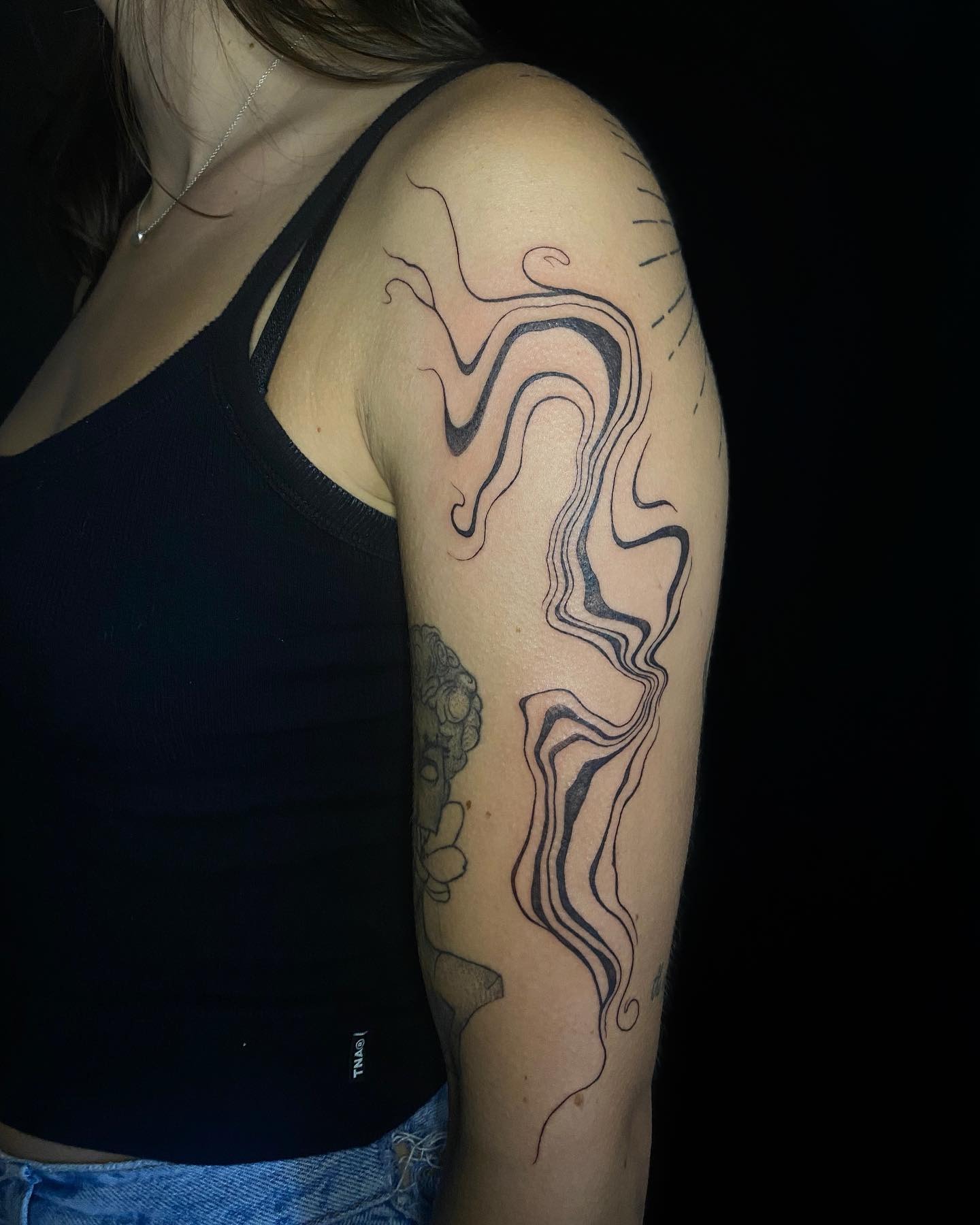 Abstract Wavy Line Sleeve Filler Tattoo Design