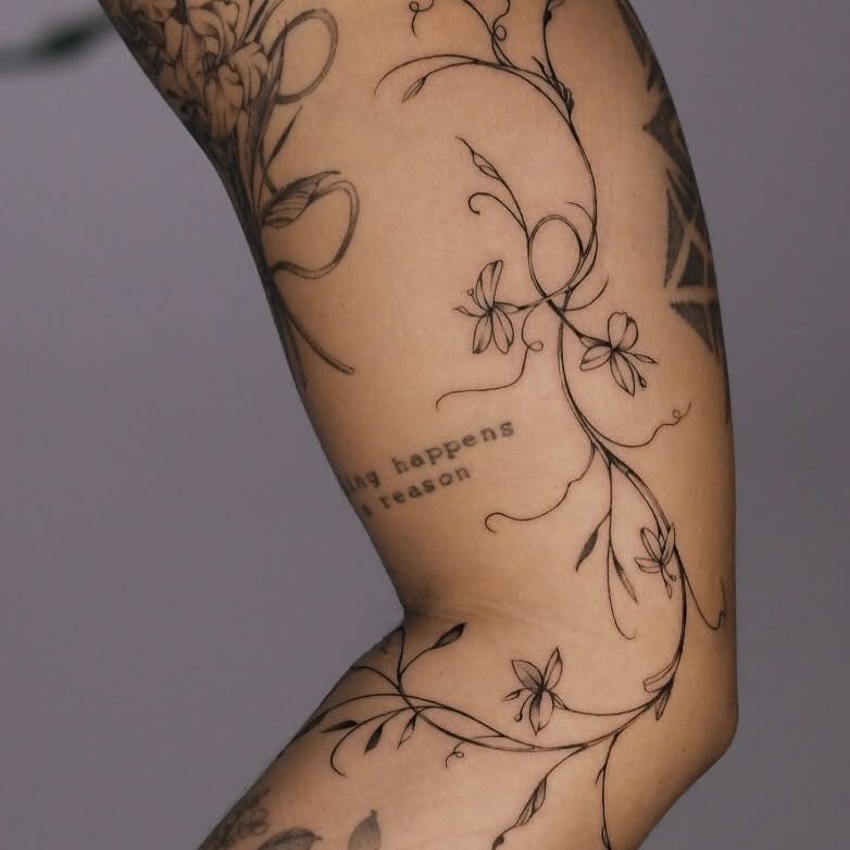 Flowing Vine Sleeve Filler Tattoo Design