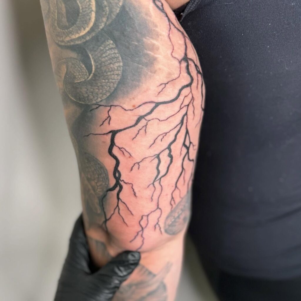 Lightning Bolt Sleeve Filler Tattoo Design