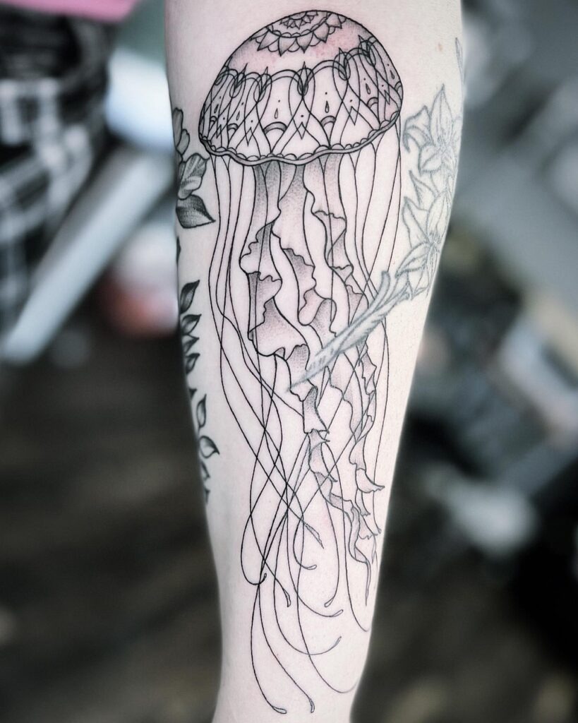 Ornamental Jellyfish Sleeve Filler Tattoo Design