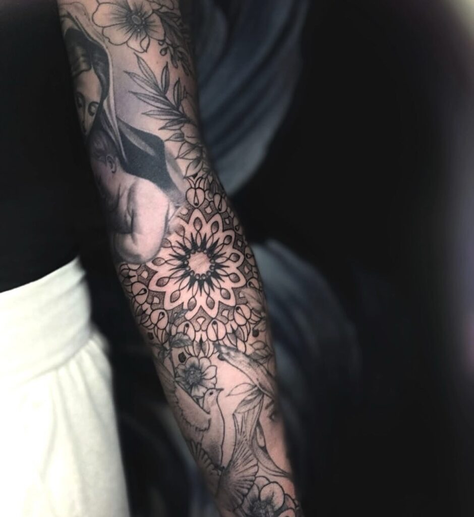 Radiant Mandala Sleeve Filler Tattoo Design