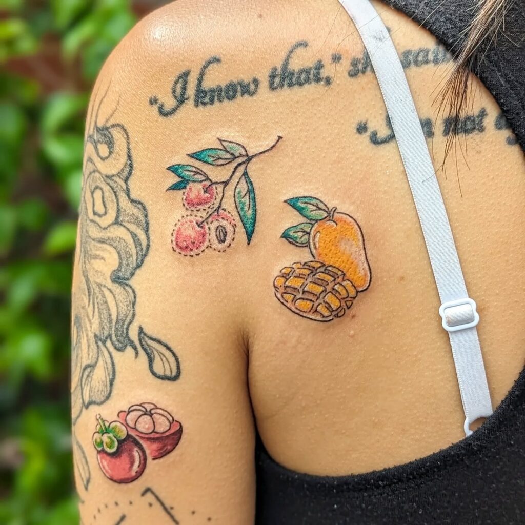 Tropical Fruit-Inspired Sleeve Fillers Tattoo Design