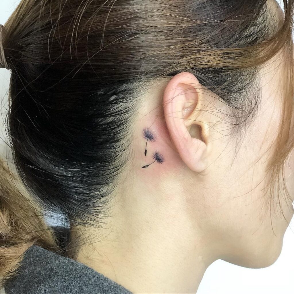 Dandelion Seeds Behind Ear Tattoo Tattoo Design