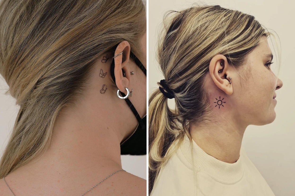 35+ Small Behind the Ear Tattoos for Women That Are Stylish Featured Lookbook Collage