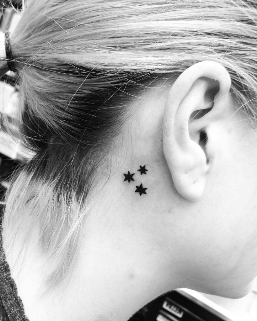 Harry Potter-Inspired Star Cluster Behind the Ear Tattoo Design