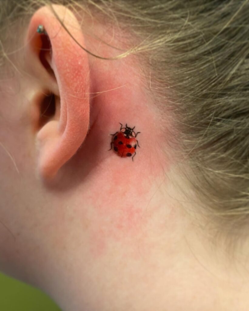 Realistic Ladybug Behind Ear Tattoo Tattoo Design