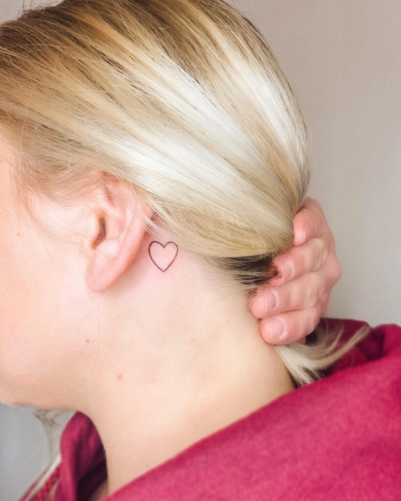 Simple Heart Outline Behind Ear Tattoo Tattoo Design