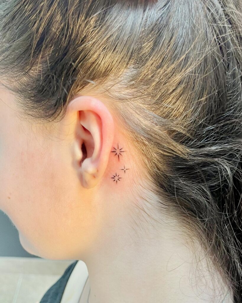 Starry Sparkle Behind Ear Tattoo Tattoo Design