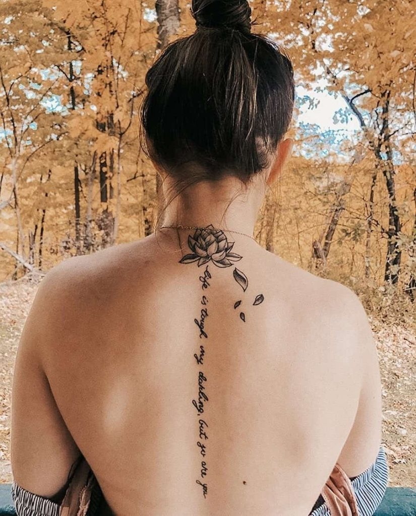 Botanical Spine Tattoo with Minimalist Appeal Tattoo Design