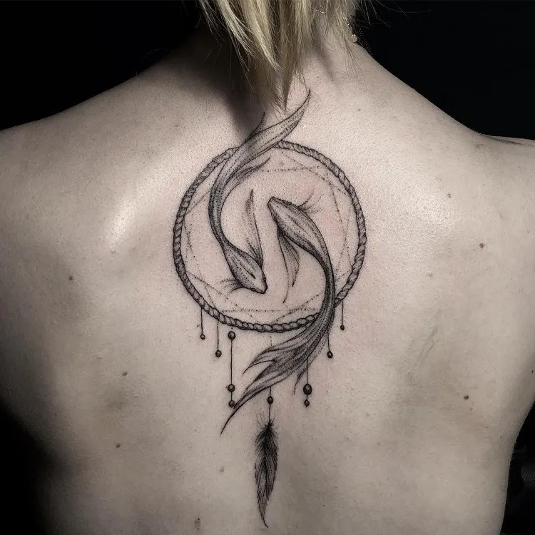 Circular Feather Motif Tattoo Design