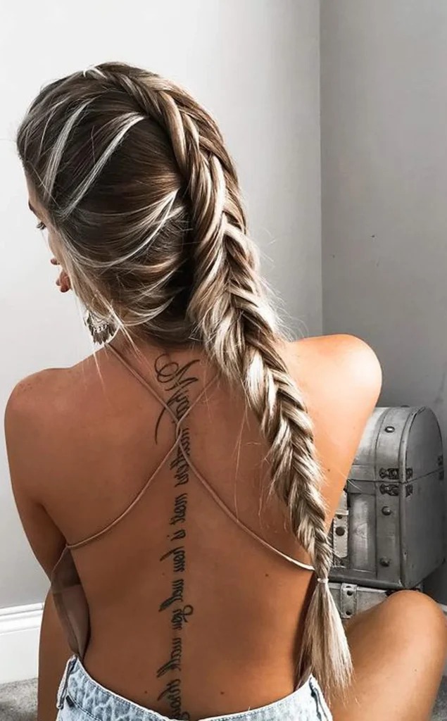 Fishtail Braid and Elegant Script Tattoo Design