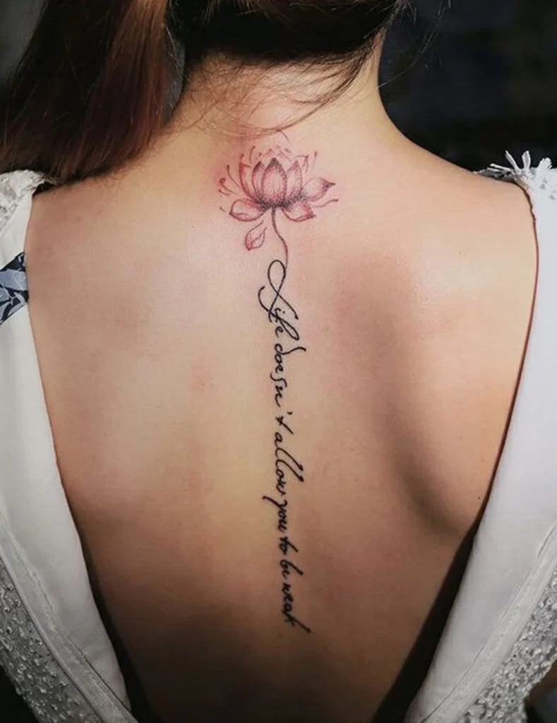 Lotus and Quote Tattoo Design