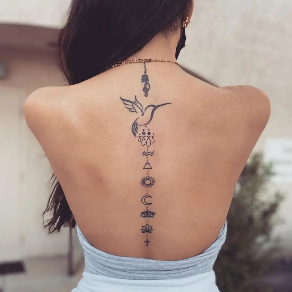 Symbolic Sequence with a Hummingbird Tattoo Design