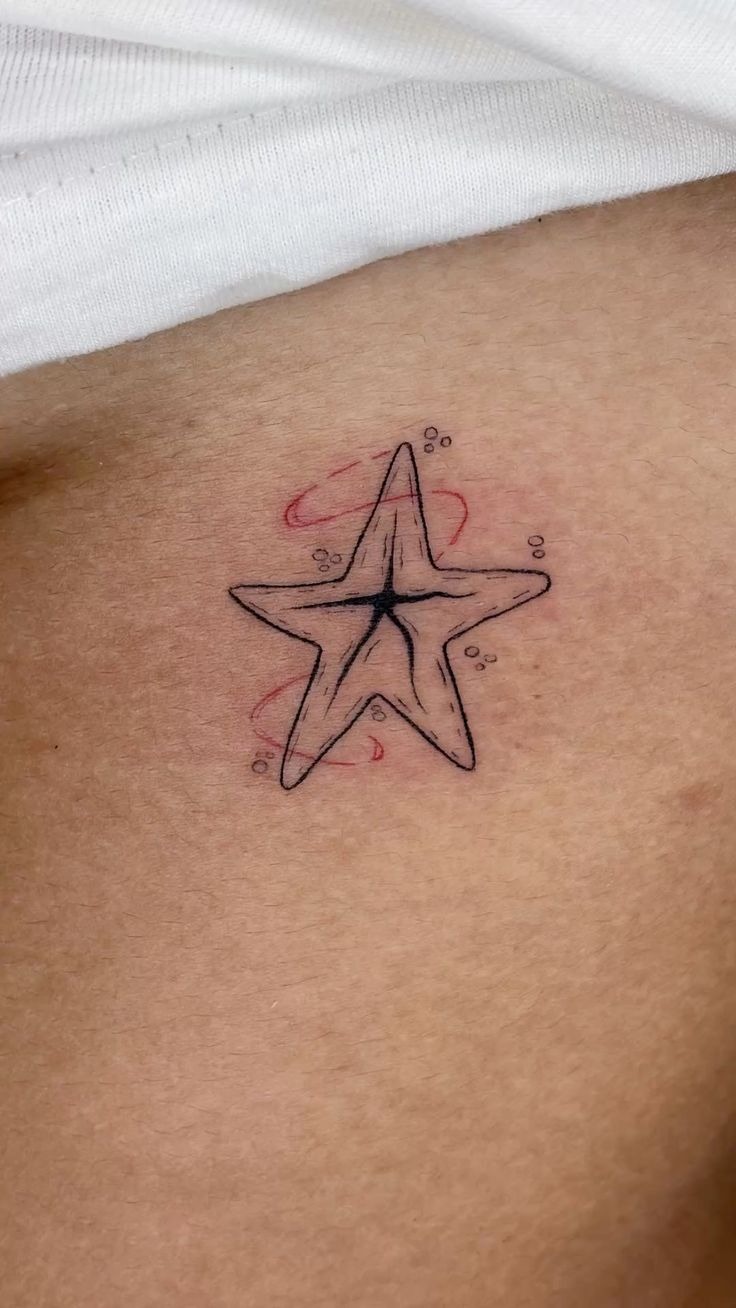 Pink Realistic Collarbone Starfish Tattoo Tattoo Design