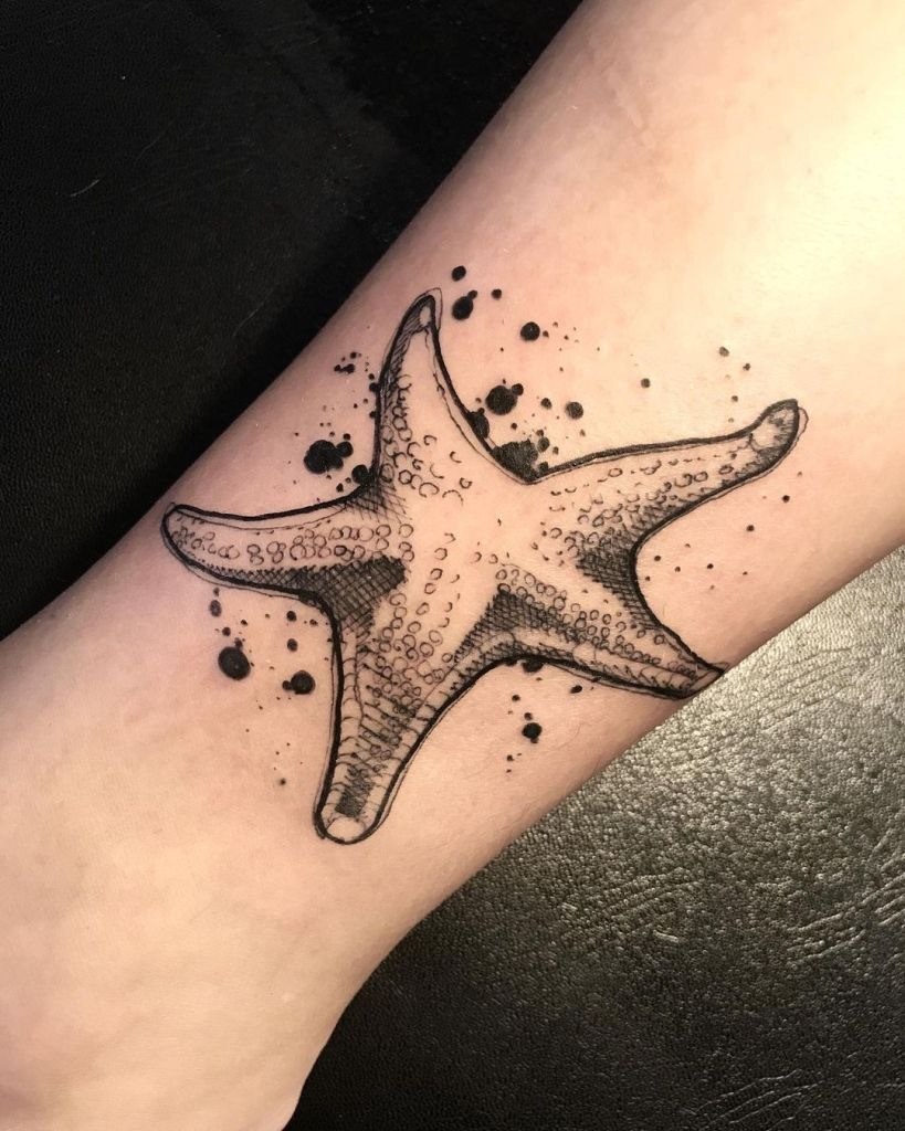 Realistic Brown Starfish Elbow Tattoo Tattoo Design