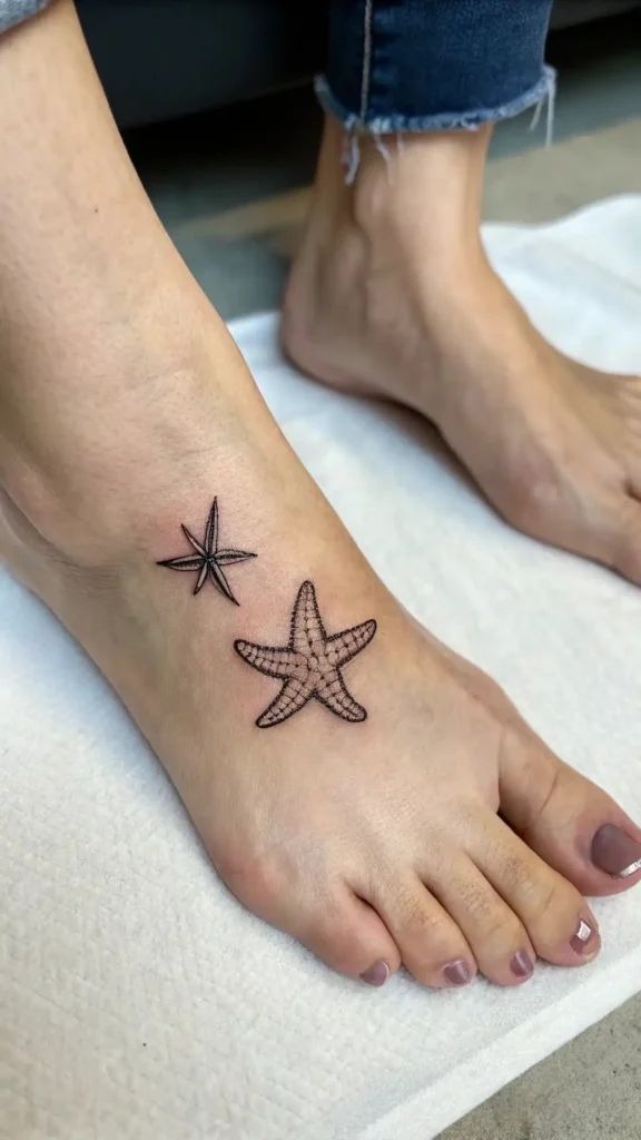 Red Starfish Ankle Tattoo Tattoo Design