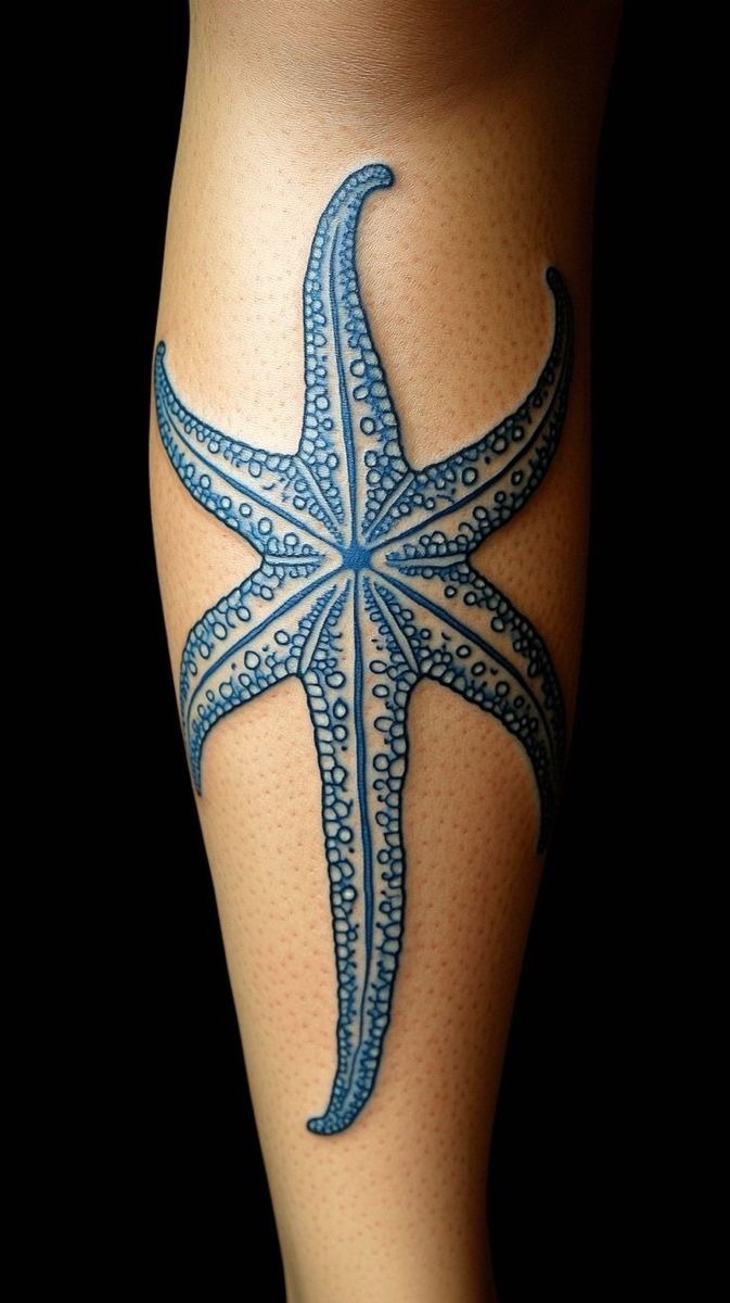 Soft Realistic Starfish Thigh Tattoo Tattoo Design