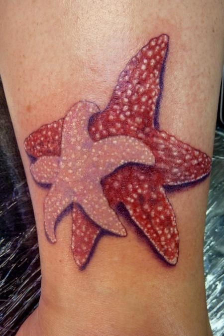 Tiny Blue Heel Starfish Tattoo Tattoo Design