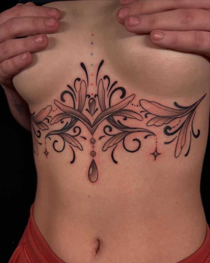 Abstract Botanical Fusion Tattoo Design