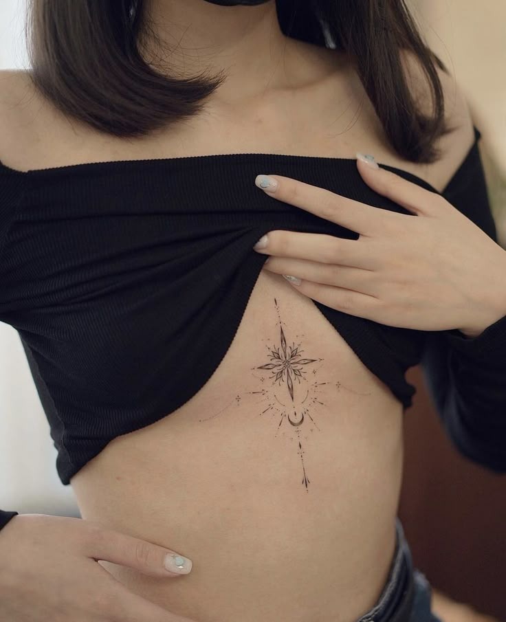 Minimal Starburst and Moonline Tattoo Design