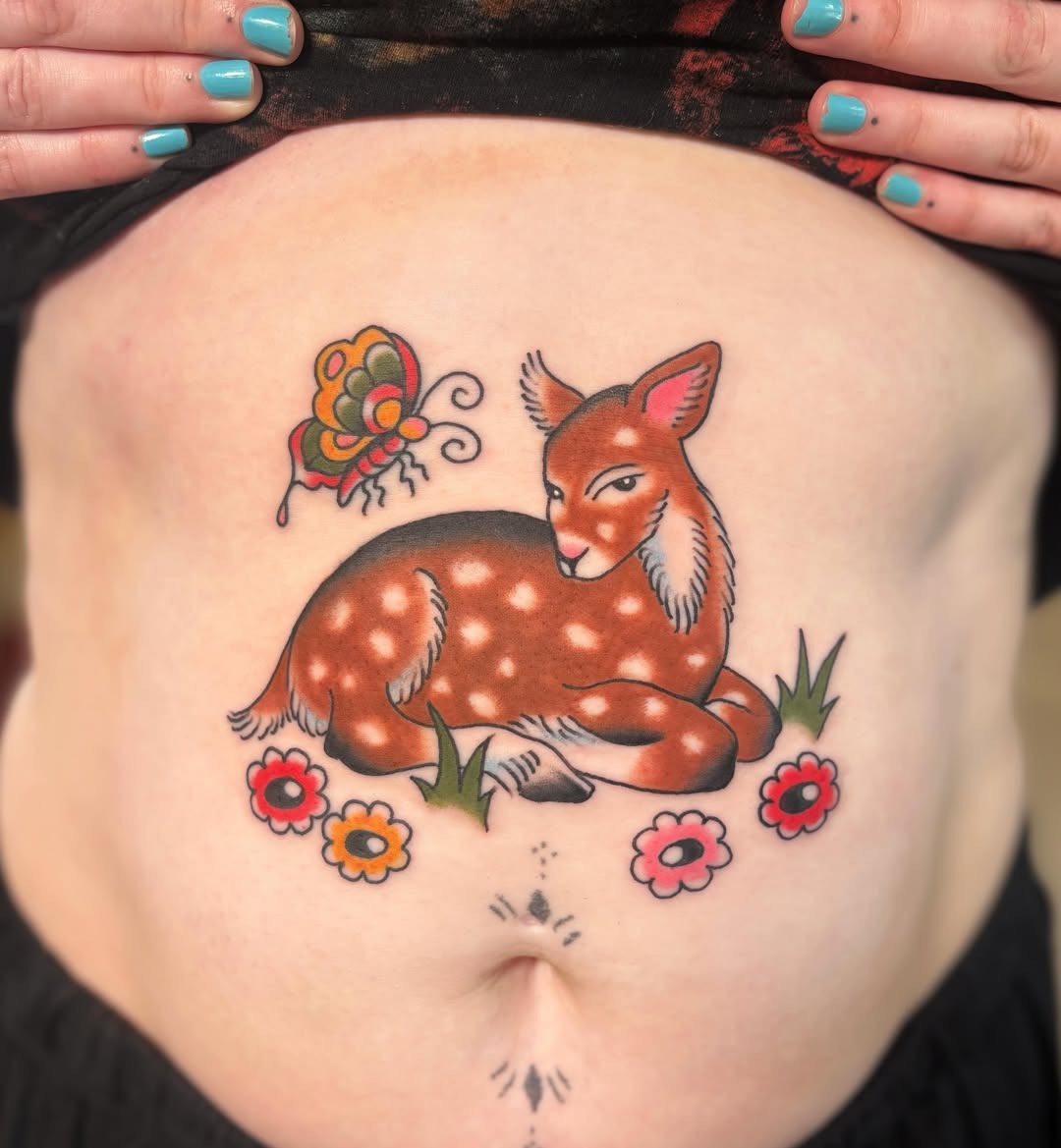 Bat Winged Creature Stomach Tattoo Tattoo Design
