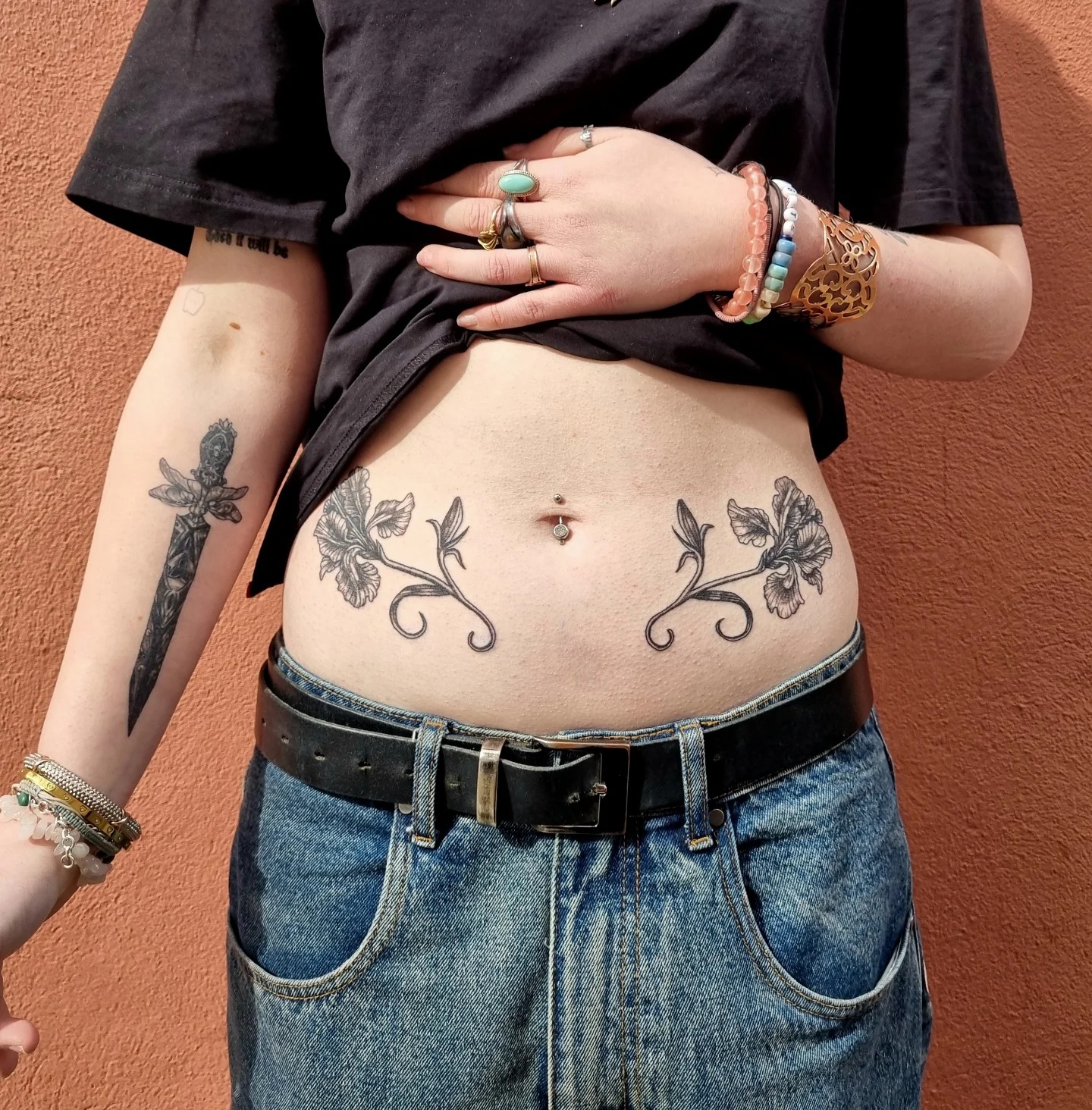 Fawn and Butterfly Stomach Tattoo Tattoo Design