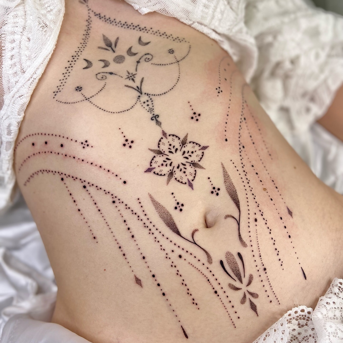 Gothic Lettering Stomach Tattoo Tattoo Design
