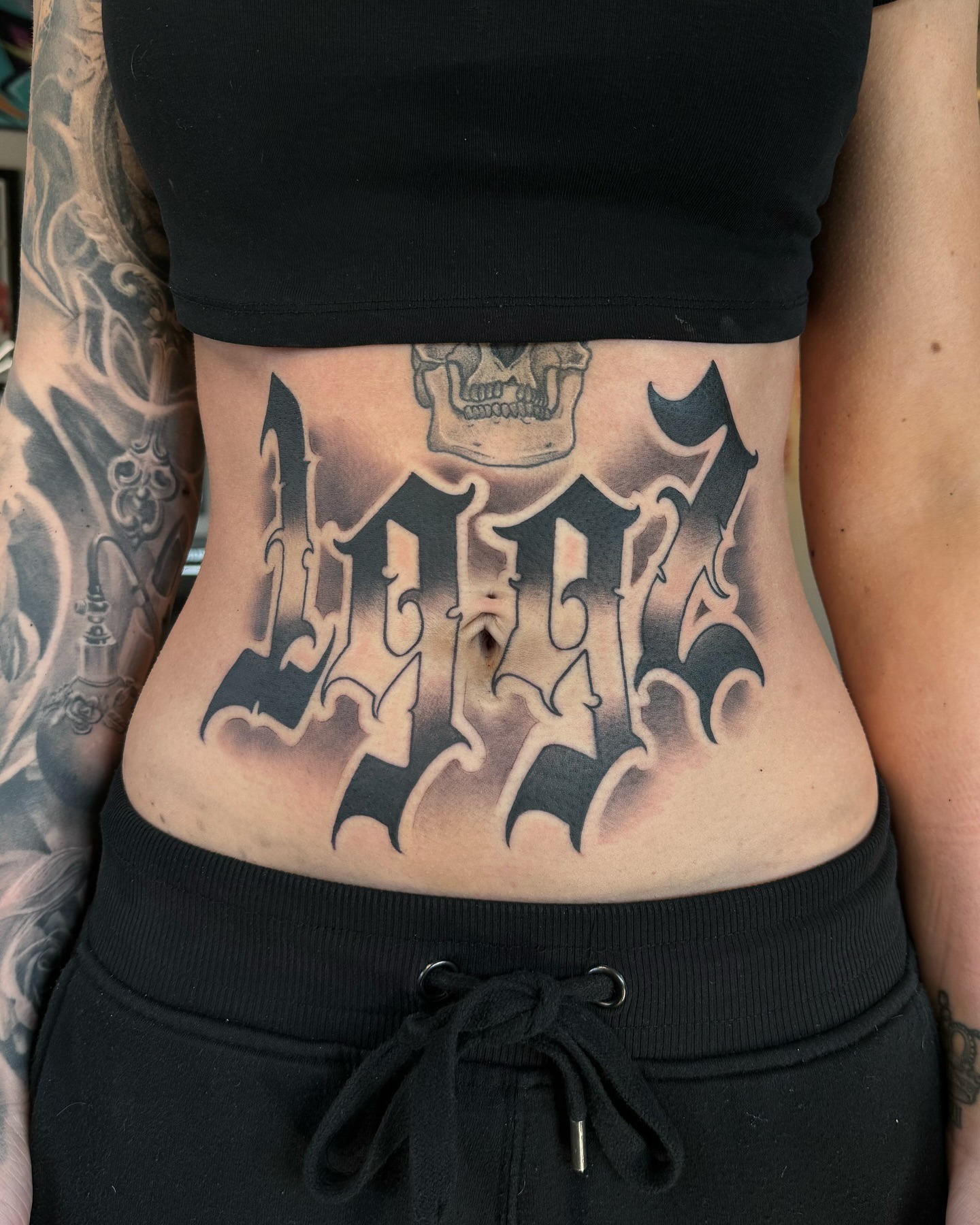 Heart and Big Cats Stomach Tattoo Tattoo Design