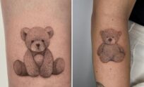 Women Teddy Bear Tattoo Ideas For Minimalist and Expressive Tattoos