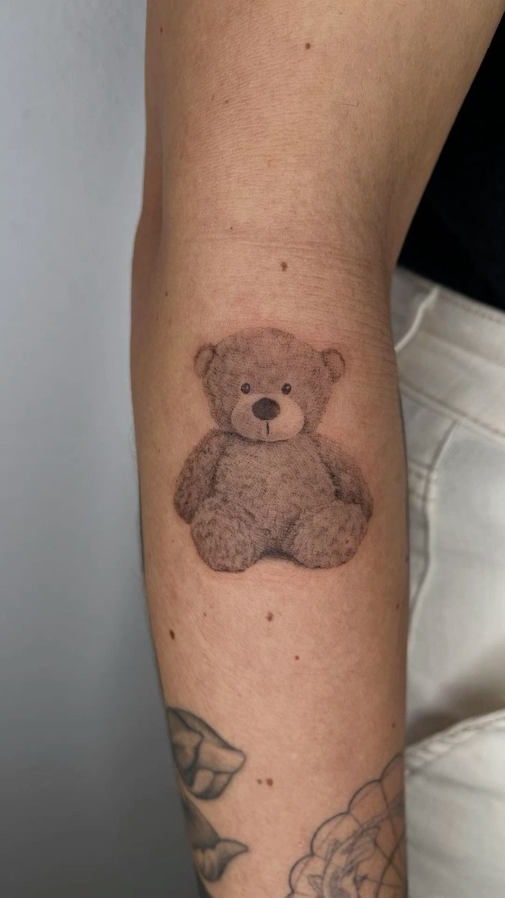 Teddy Bear with Heart Balloon Tattoo Design