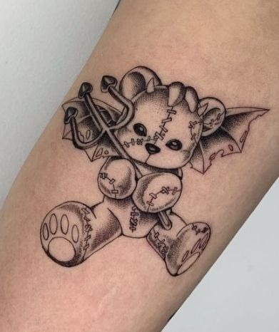 Teddy with Devil Horns Tattoo Design