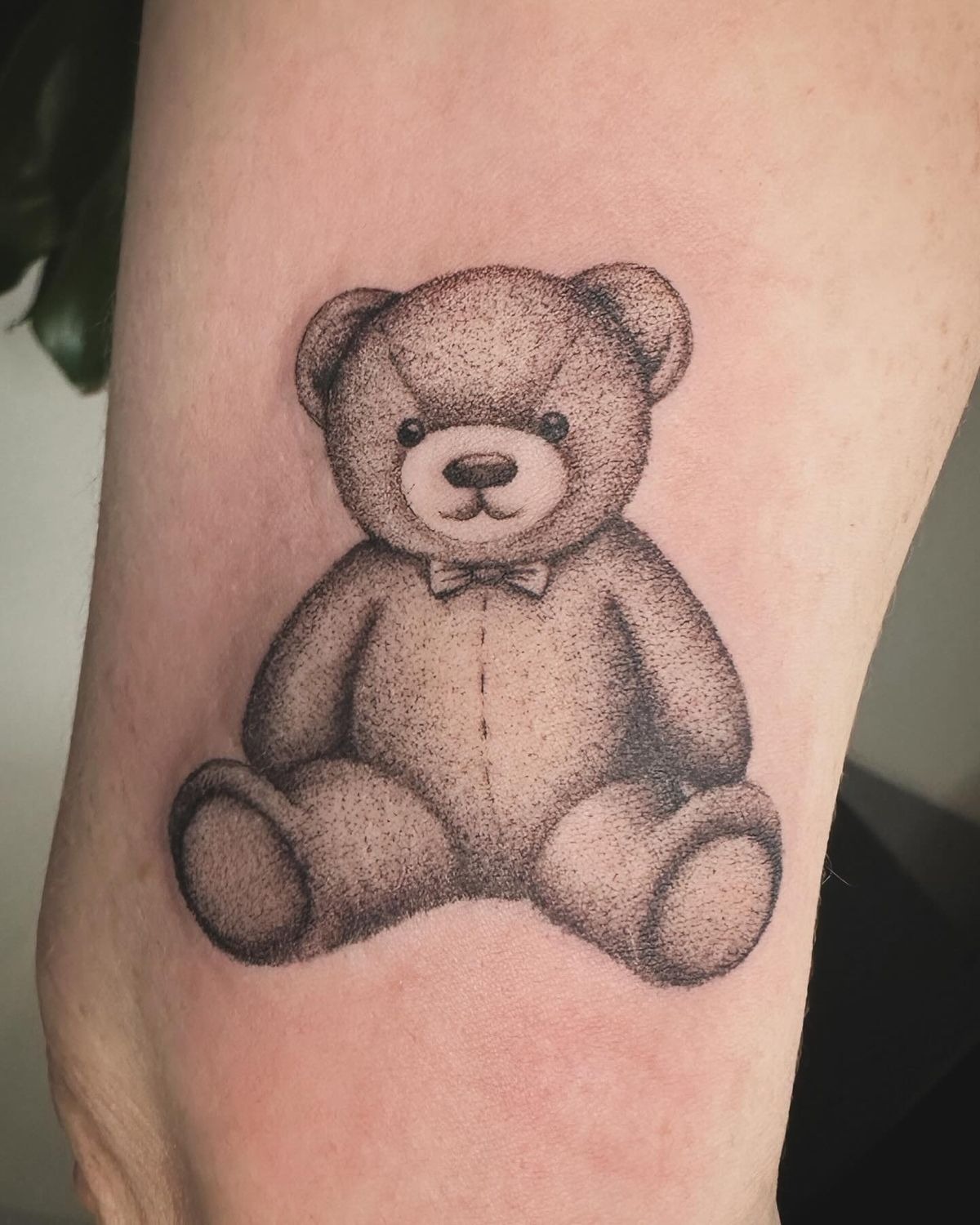 Teddy with Paw Initial Tattoo Design