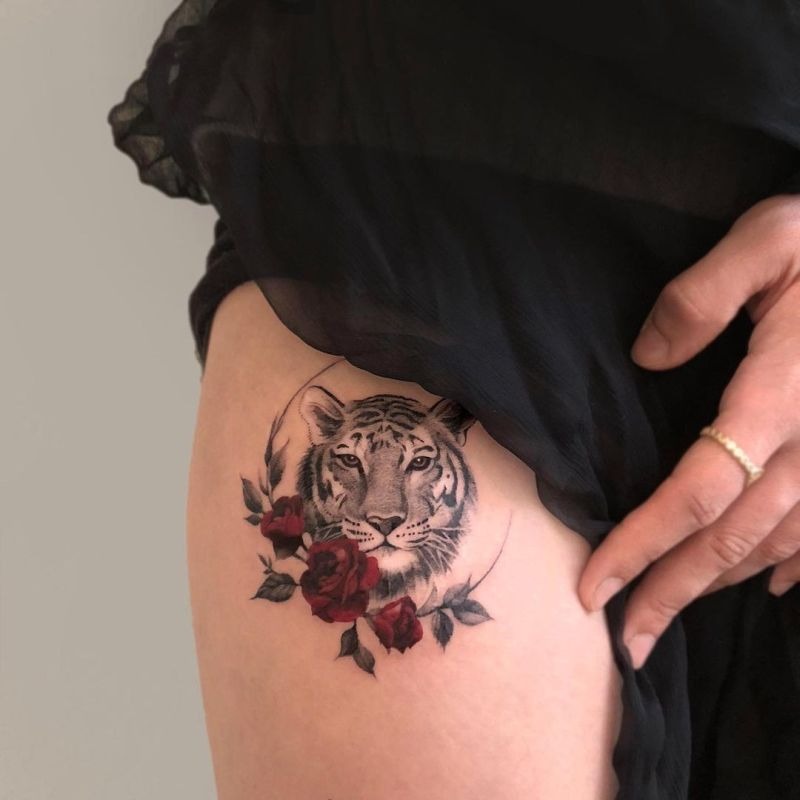 Tribal-Style Tiger Arm Tattoo Tattoo Design
