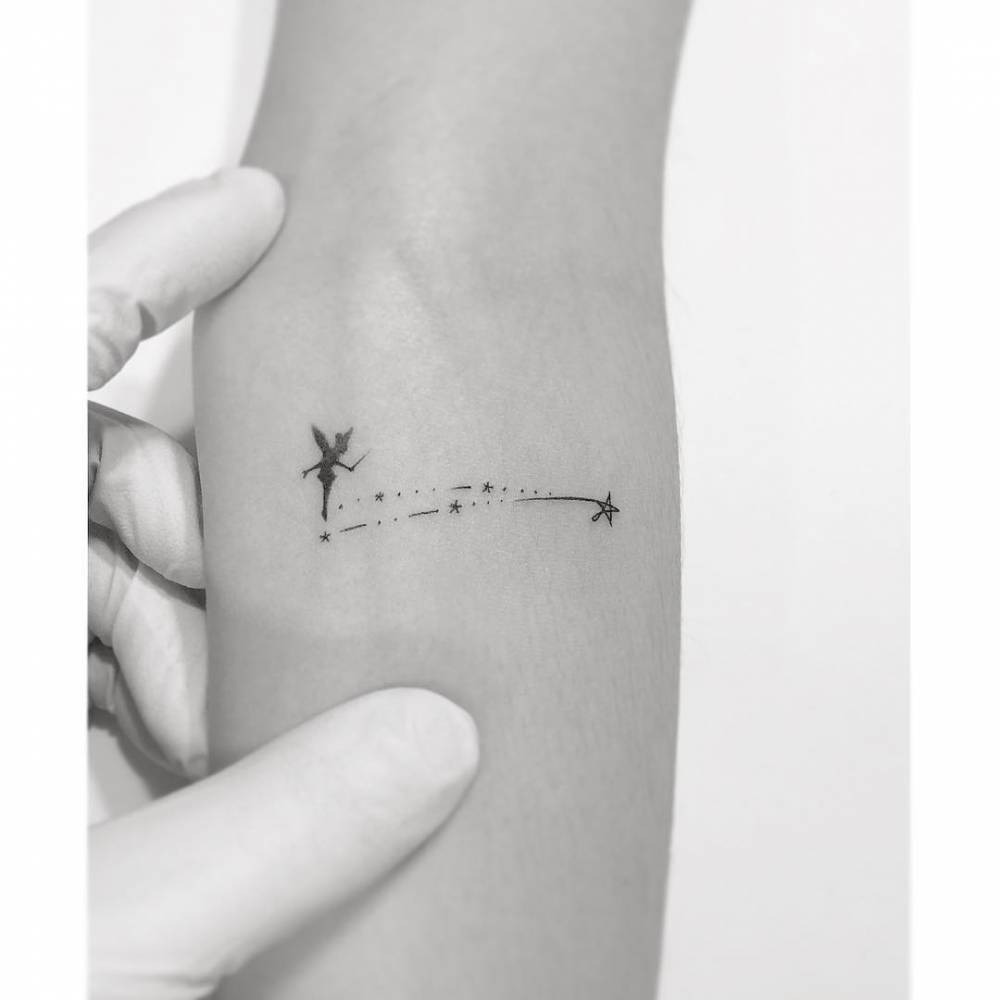Minimalist Tinkerbell with Star Trail Tattoo Tattoo Design