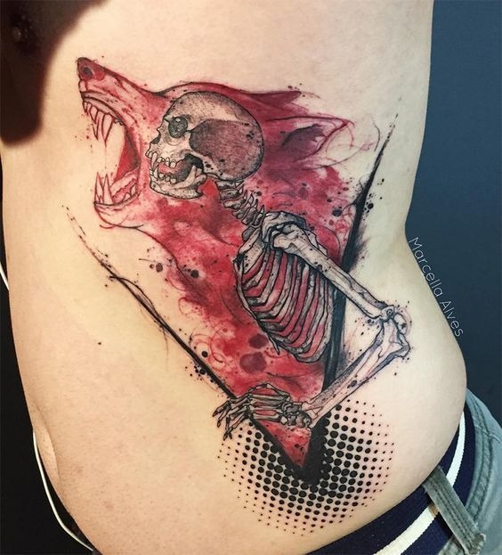 Anatomical Heart Split by Color Tattoo Design