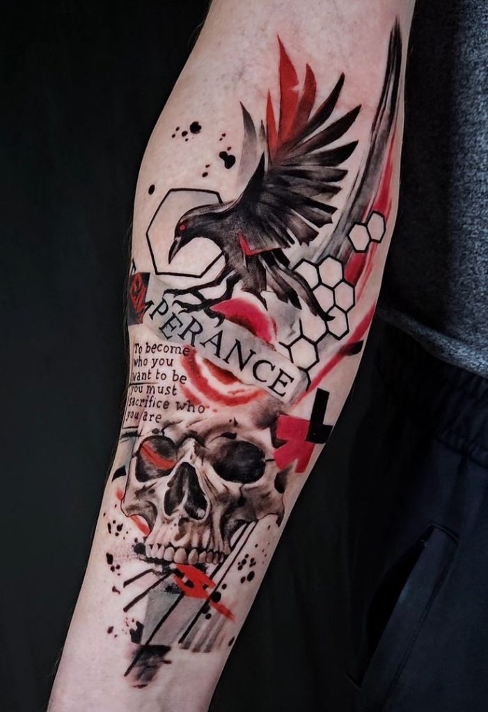 Eye with Clock and Crescent Moon Tattoo Design
