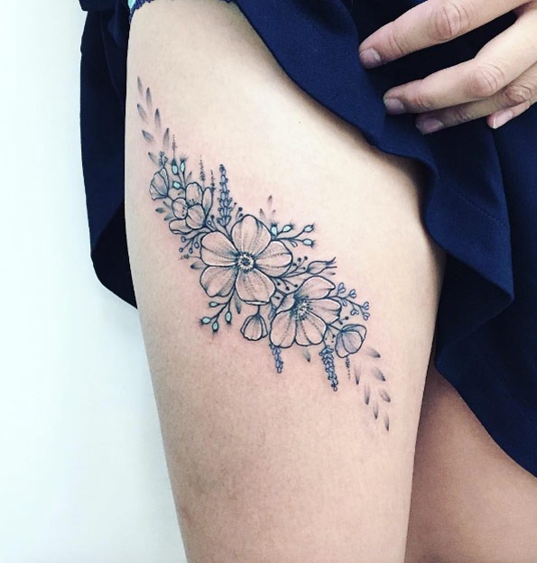 Floral Thigh Tattoo Tattoo Design