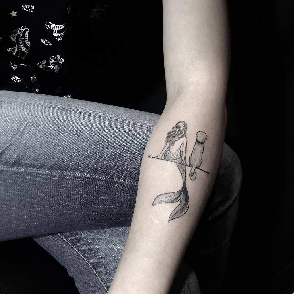 Mermaid and Dog Tattoo Tattoo Design