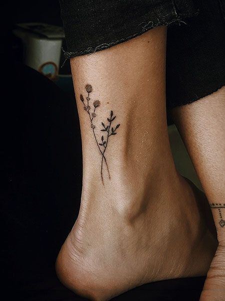 Minimalist Floral Ankle Tattoo Tattoo Design