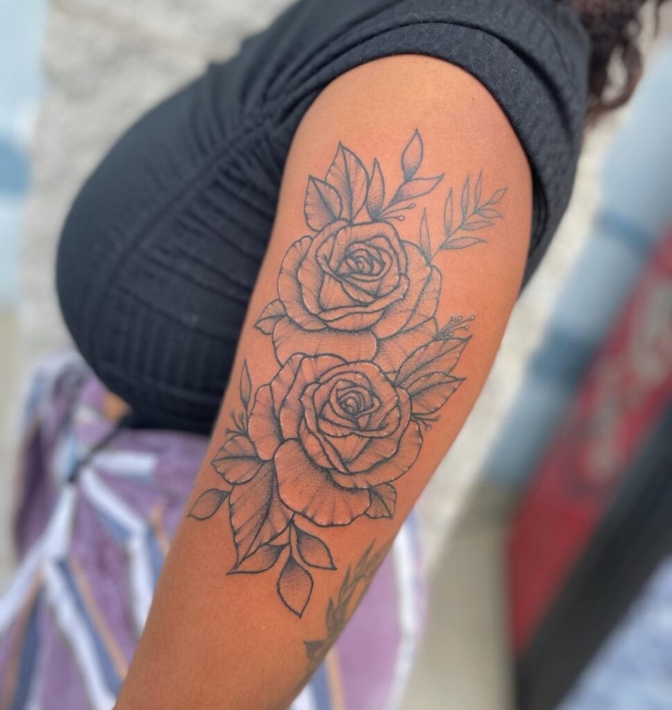 Classic Double Rose Upper Arm Tattoo Tattoo Design