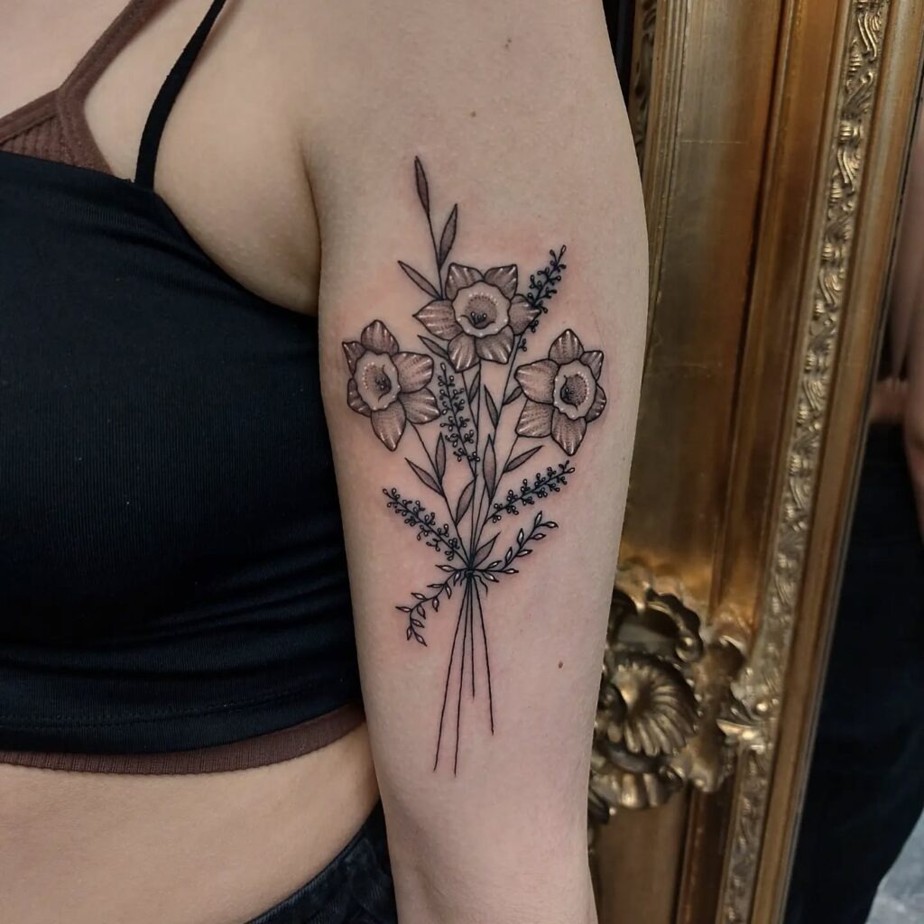 Delicate Daffodil Bouquet Tattoo Tattoo Design