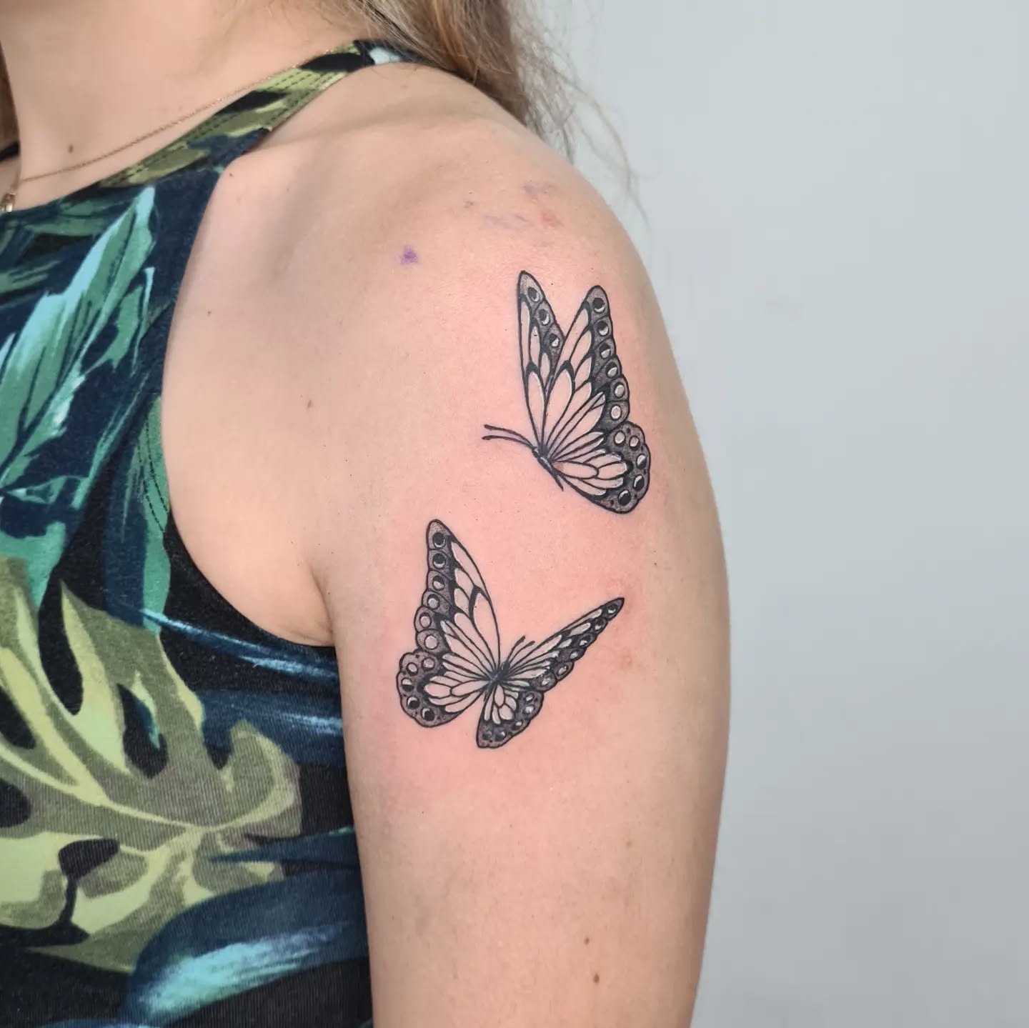 Delicate Flying Butterfly Duo Tattoo Tattoo Design