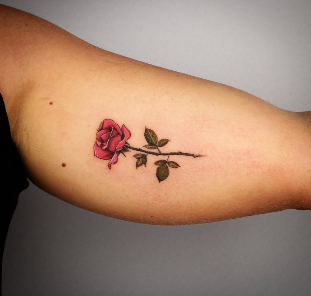 Elegant Red Rose Bicep Tattoo Tattoo Design