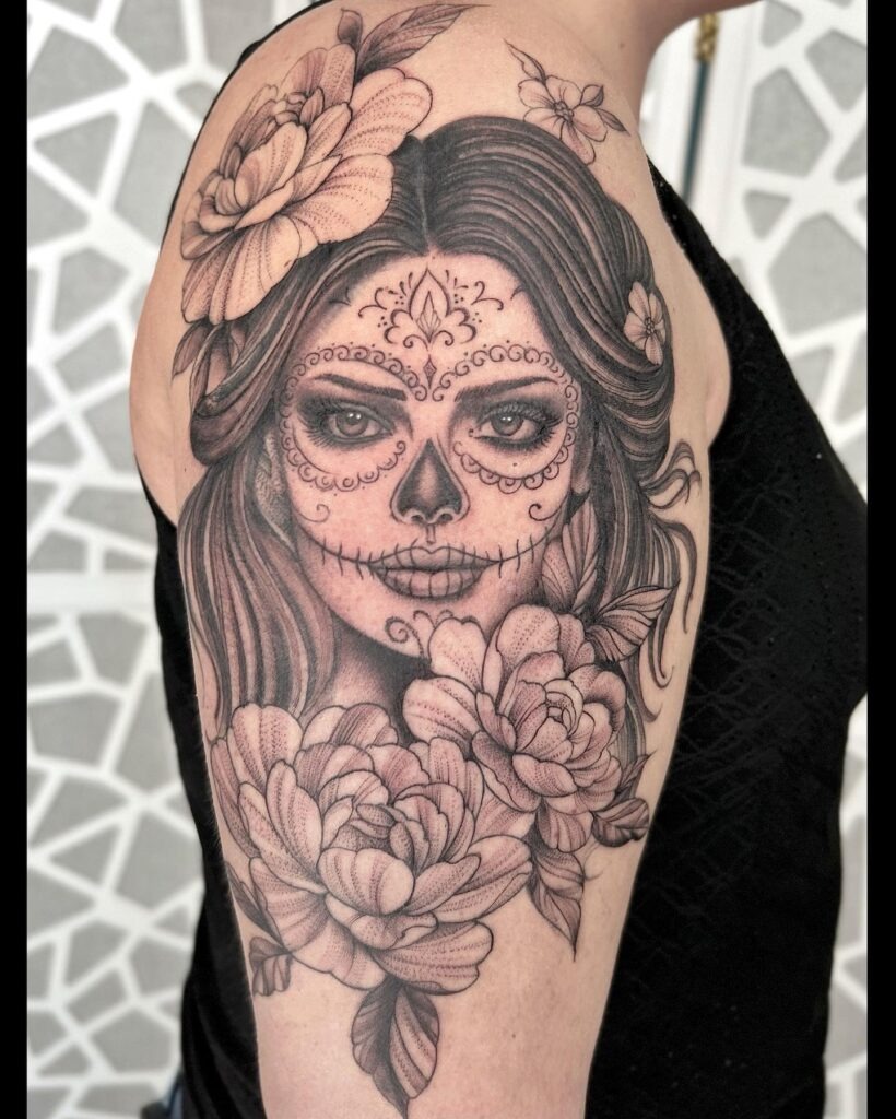Elegant Sugar Skull Girl Tattoo Tattoo Design