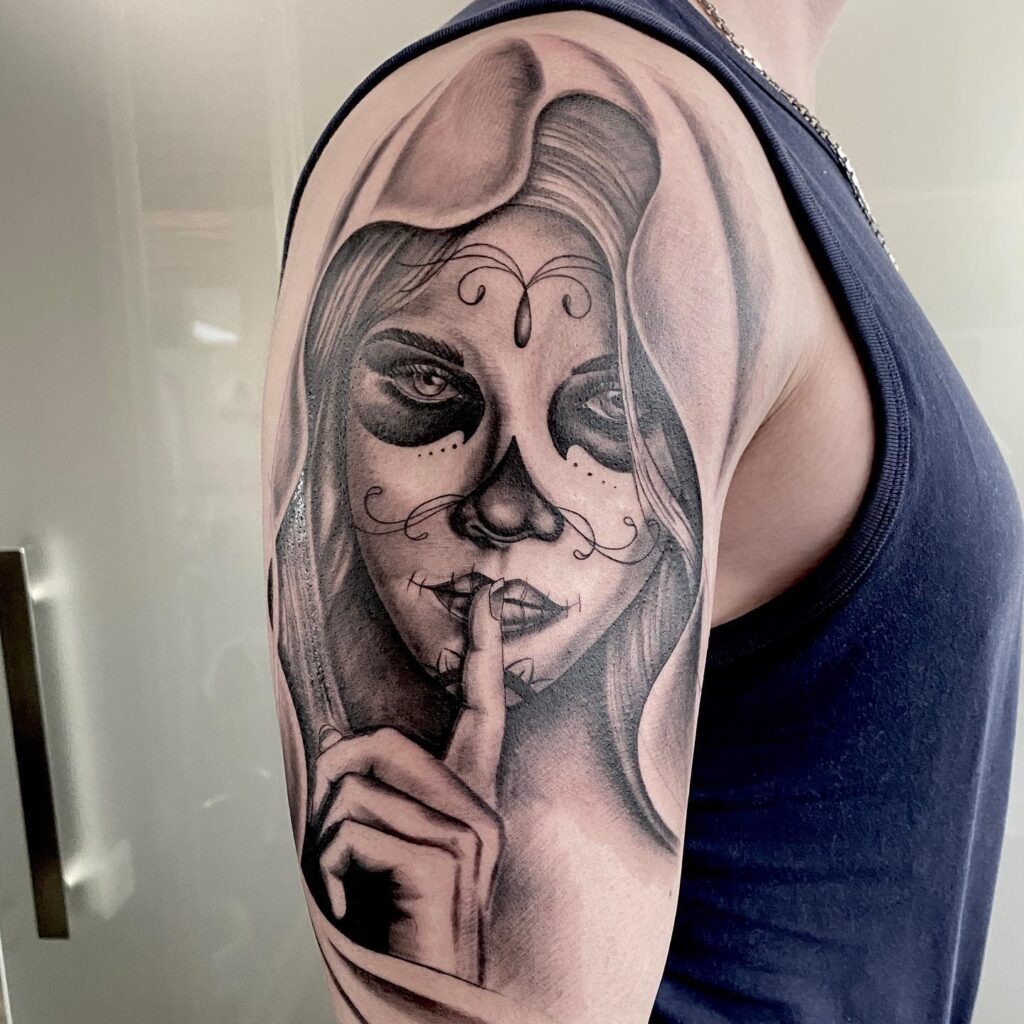 Haunting Silence Sugar Skull Tattoo Tattoo Design