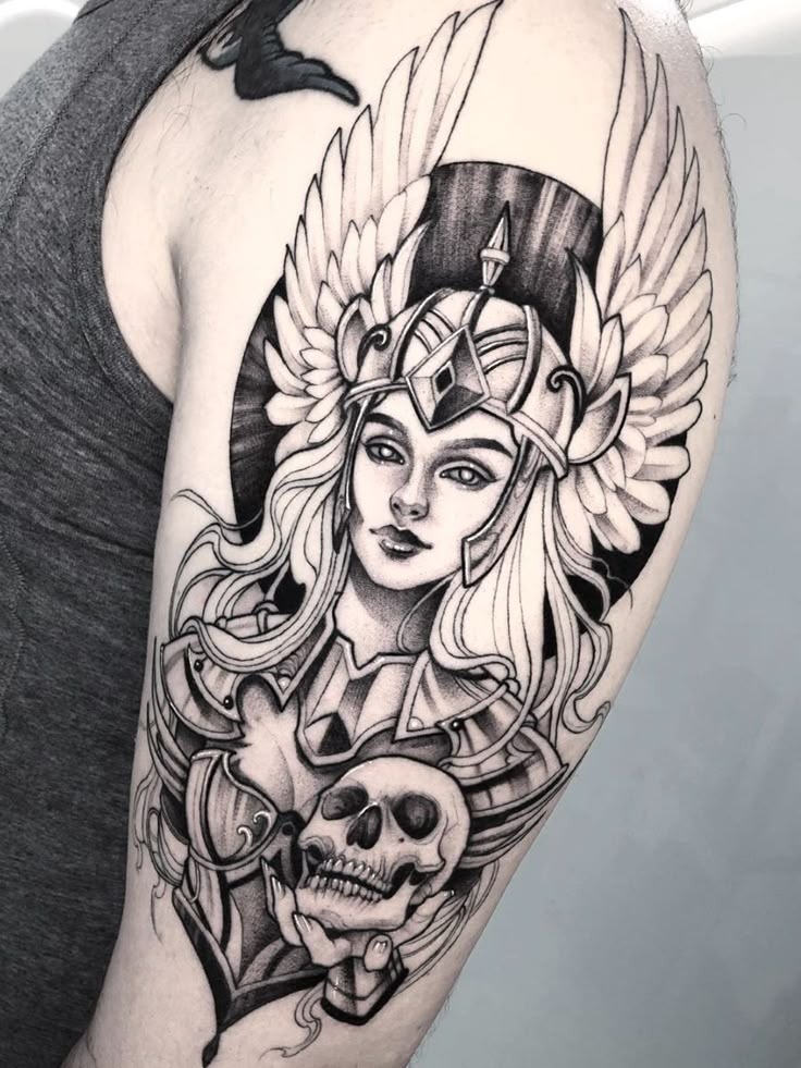 Fierce warrior in fiery gold Tattoo Design
