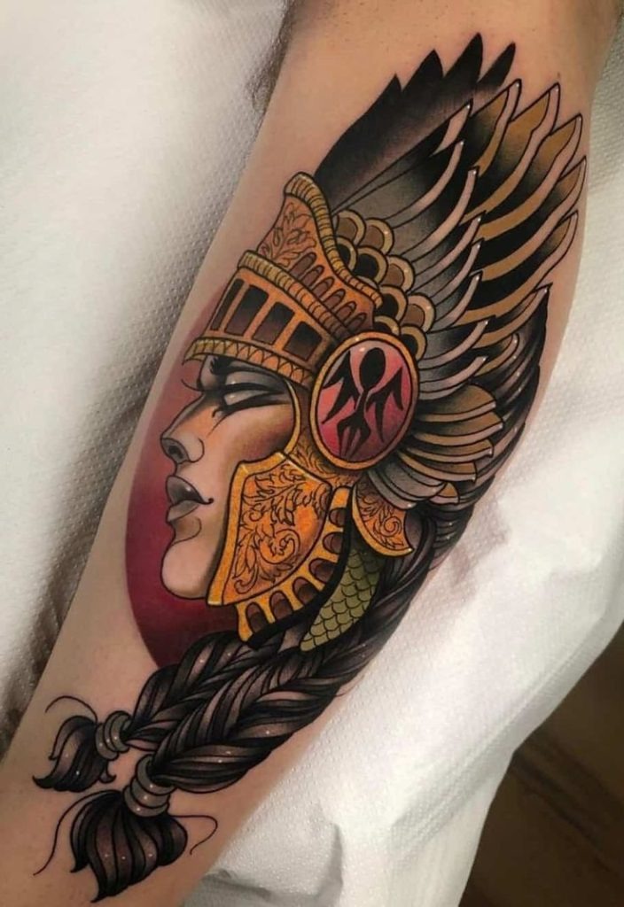 Valkyrie of Shadow and Steel Tattoo Design