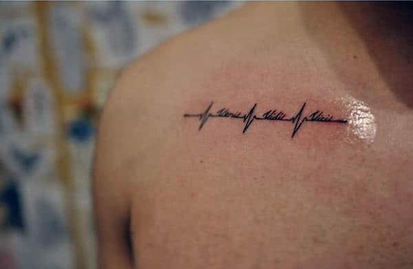 Minimalist Chest Tattoo with Heartbeat Design Tattoo Design