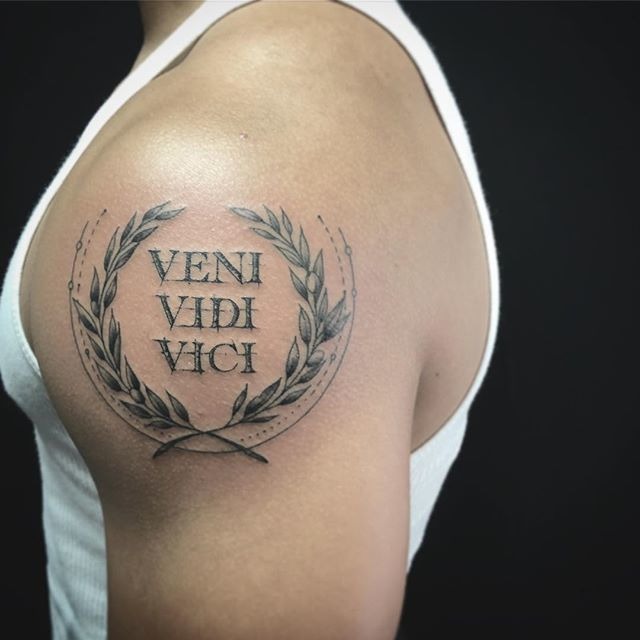 Shoulder Tattoo with Laurel Wreath Tattoo Design