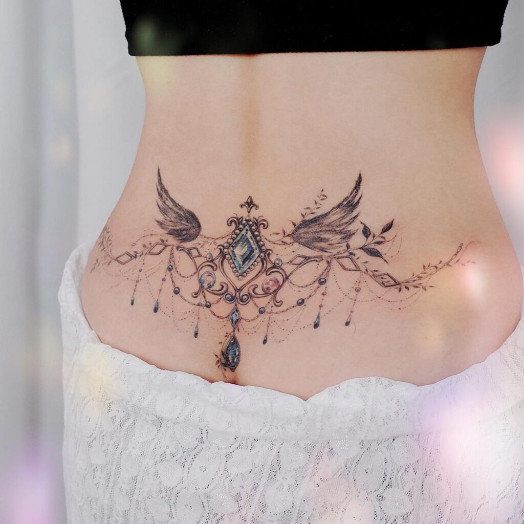 Jeweled Wings Waist Tattoo Tattoo Design